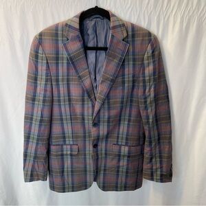 Madras Plaid Sport Coat 36R Preppy Academia Ivy League Artsy Lauren Ralph Lauren